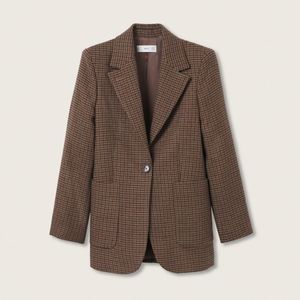 Mango Check Wool Blazer